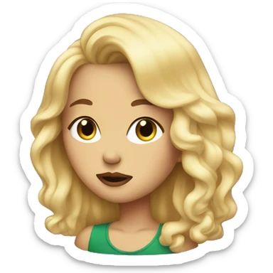 Girl with blonde hair blowing kiss sticker