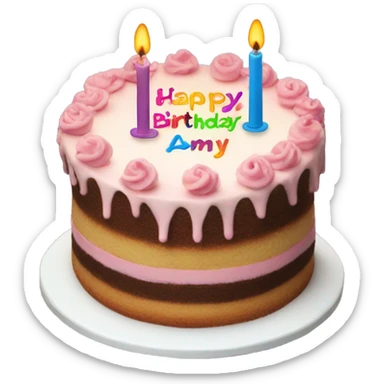 Birthday cake with the name Amy on it  sticker