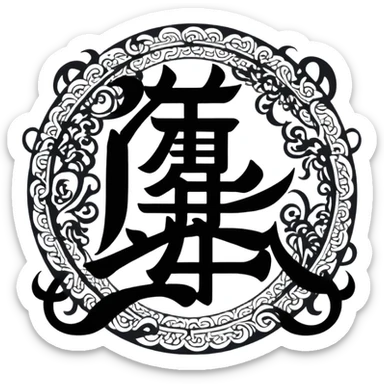 Chinese or Japanese characters 血威華我 with dramatic, powerful imagery sticker