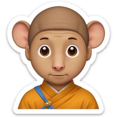 A rat with a male brown hair tonsure monk haircut sticker