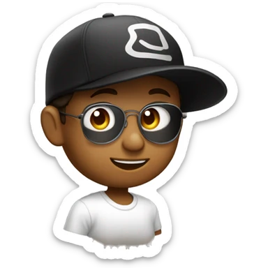 un petit garcon avec une casquette noir et une peau bronzéet un teeshirt blan sticker