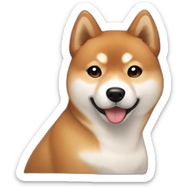 Cute Shiba-dog with her mistress, a woman with brown and curly hair sticker