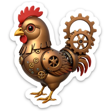 Robo steampunk chicken   sticker
