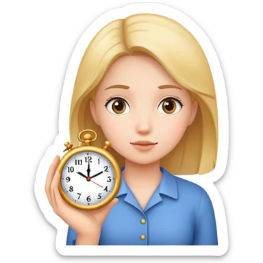 Girl with a clock in her hand sticker