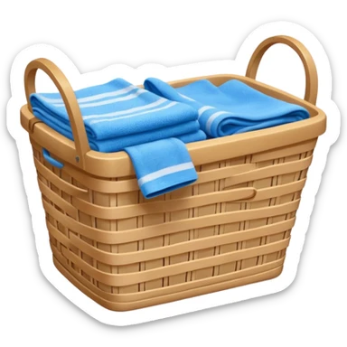 laundry basket with blue towels sticker