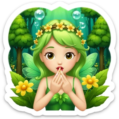 forest fairy blowing glowing kiss pollen sticker