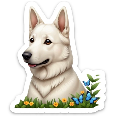 White Shepherd viele Schmetterlinge  sticker