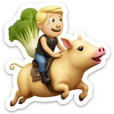parsnip riding a flying pig sticker