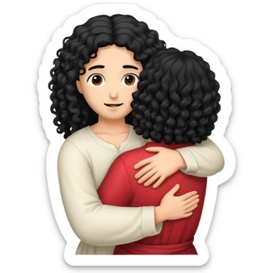 jesus  hair,liso ,hugging a woman black curly hair  sticker