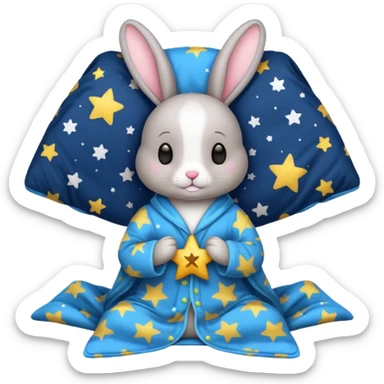 bunny with star pajamas and blanket sticker