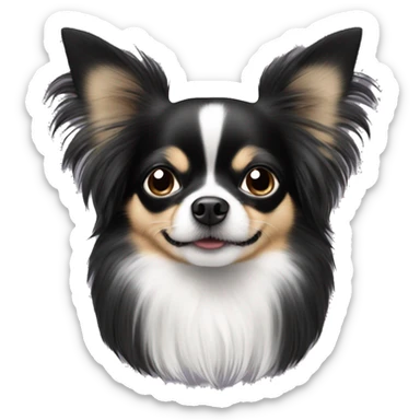 long haired black and white chihuahua sticker