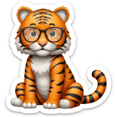 full body of tiger wear glasses sticker