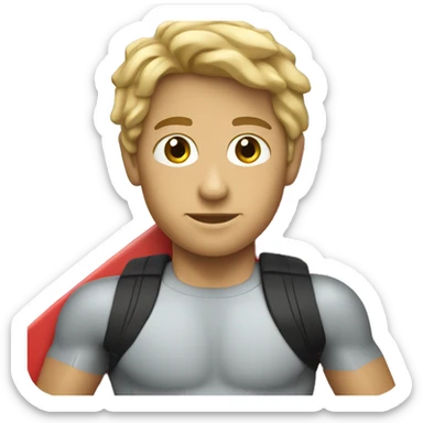 surfer boy, brow hair, red surfboard sticker