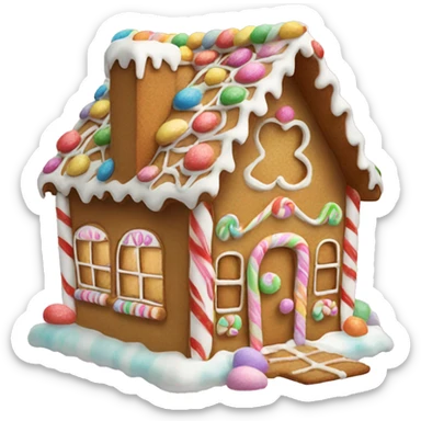 gingerbread house with pastel candy decorations sticker