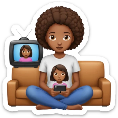 black girl watching tv  sticker