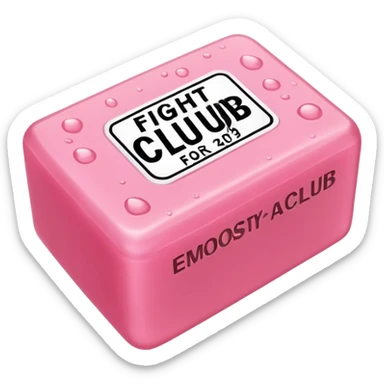 wet pink soap bubbly with "fight club" on it sticker