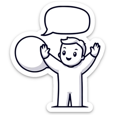 cartoon character asking for more with speech bubble sticker