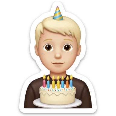 boy with birthday cake without the candles sticker