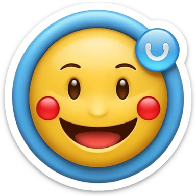 actúa como un experto creando un emoji redondo de emociones sonriente con el pulgar arriba con símbolo del S.R.I. con colores fondo blanco, letra azul, y pulgar rojo. sticker