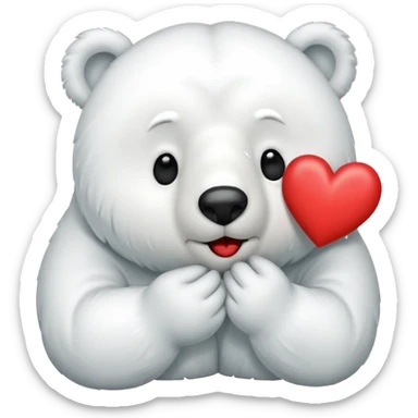Puedes hacer a un oso polar que este mandando un beso el cual que de su boca salga un corazón Haci 😘 sticker