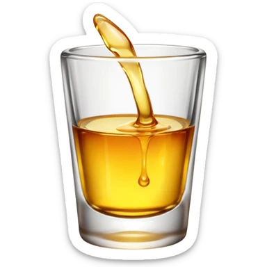 small shot glass, with golden liquid sticker