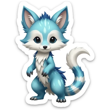 Cool beautiful pretty esoteric aesthetic randomly-colored chibi furry anthropomorphic fantasy-Vernid-creature by LiLaiRa with a long tufted tail with edgy markings (full body) sticker
