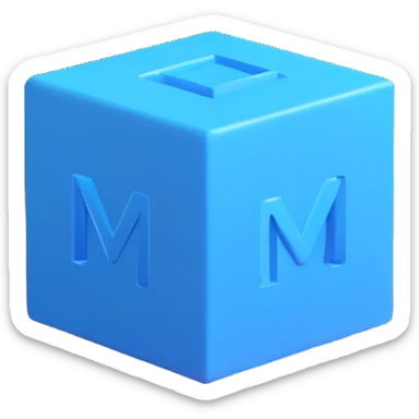 sleek blue 3D cube logo, simple design sticker
