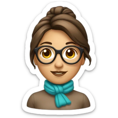 femme brune un peu bronzée avec un chignon et des lunettes sticker