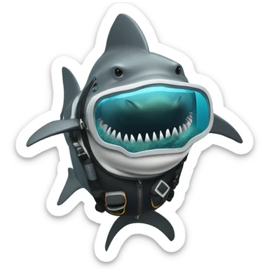 Shark in a scuba diving suit sticker