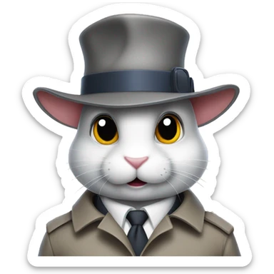Rabbit dressed as inspector gadget sticker