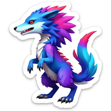 Epic Edgy Cute Colorful Modern Vernid-Protogen-Sergal-creature-animal full body sticker