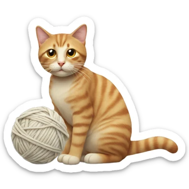 Cat with a ball of yarn sticker