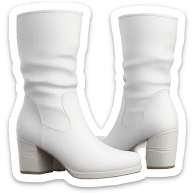 white knee high chunky heel boots sticker