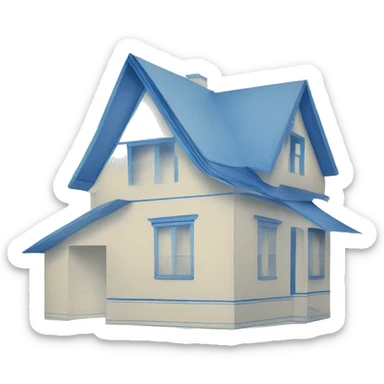 blue house layout blueprint paper rolled up sticker