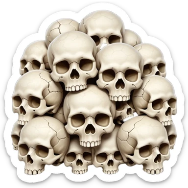 Piles of Skulls, seamless, top down perspective, in the style of gritty realism sticker