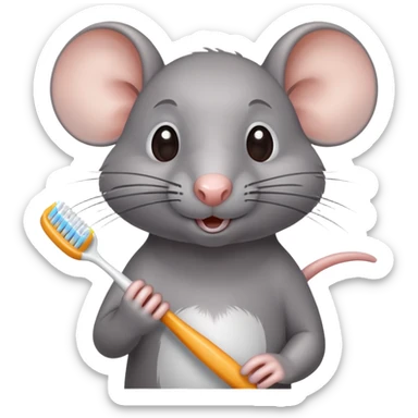 Rat with a toothbrush  sticker