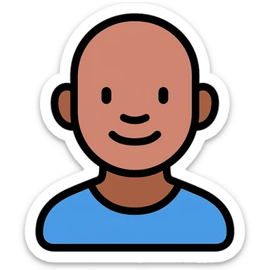 stylized modern icon of a bald black man sticker
