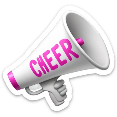 White Megaphone with the word cheer in pink sticker