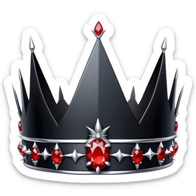 Black obsidian spiky thorn-crown-Tiara with only red gemstones  sticker
