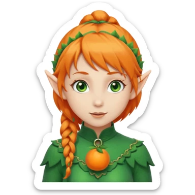 Orange Haired Elf, Elf girl with orange ponytail hair sticker