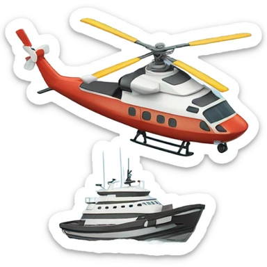 Boat and a helicopter  sticker