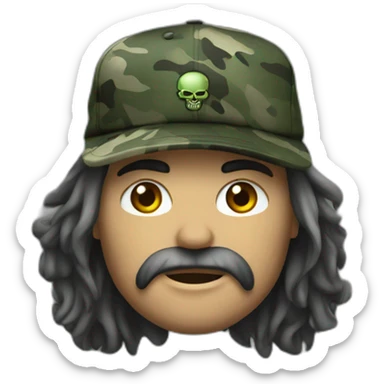 heavy metal fan with camo hat sticker