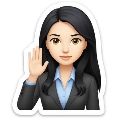 Business woman caucasian long black hair girl sticker