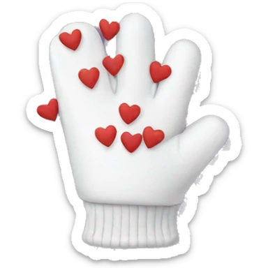Gloves with a picture of hearts and bears sticker