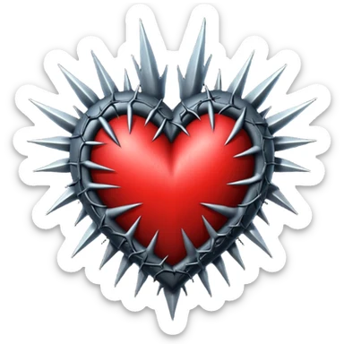 black gothic heart with thorns, dramatic sticker