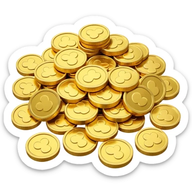 small pile of gold coins, 3D emoji style, shiny gold, no symbols, no text,  sticker