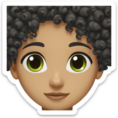 an black  green eyes curly black hair and caucasian sticker