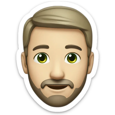 Male, thin face, 10 cm long beard reaching up to the nose, protruding ears, green eyes, short hair. sticker