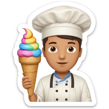 Male Chef with giant ice cream cone sticker