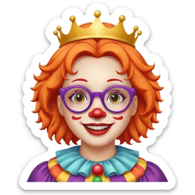 female clown with saint's halo with glasses sticker